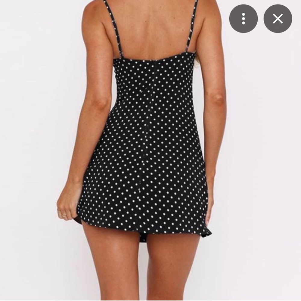 New Stylish Black White Polka Dot mini Dress flowy L flirty party day